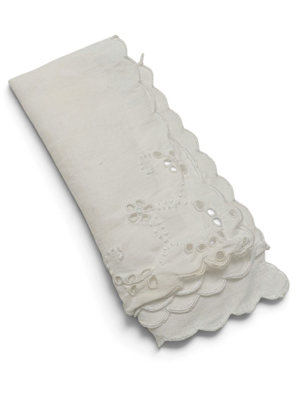 VINTAGE Handkerchief White Linen Eyelet Delicate 10x10 Bridal